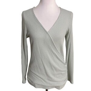 Lazy Sundays Elegant Women's Wrap Blouse in Light Green